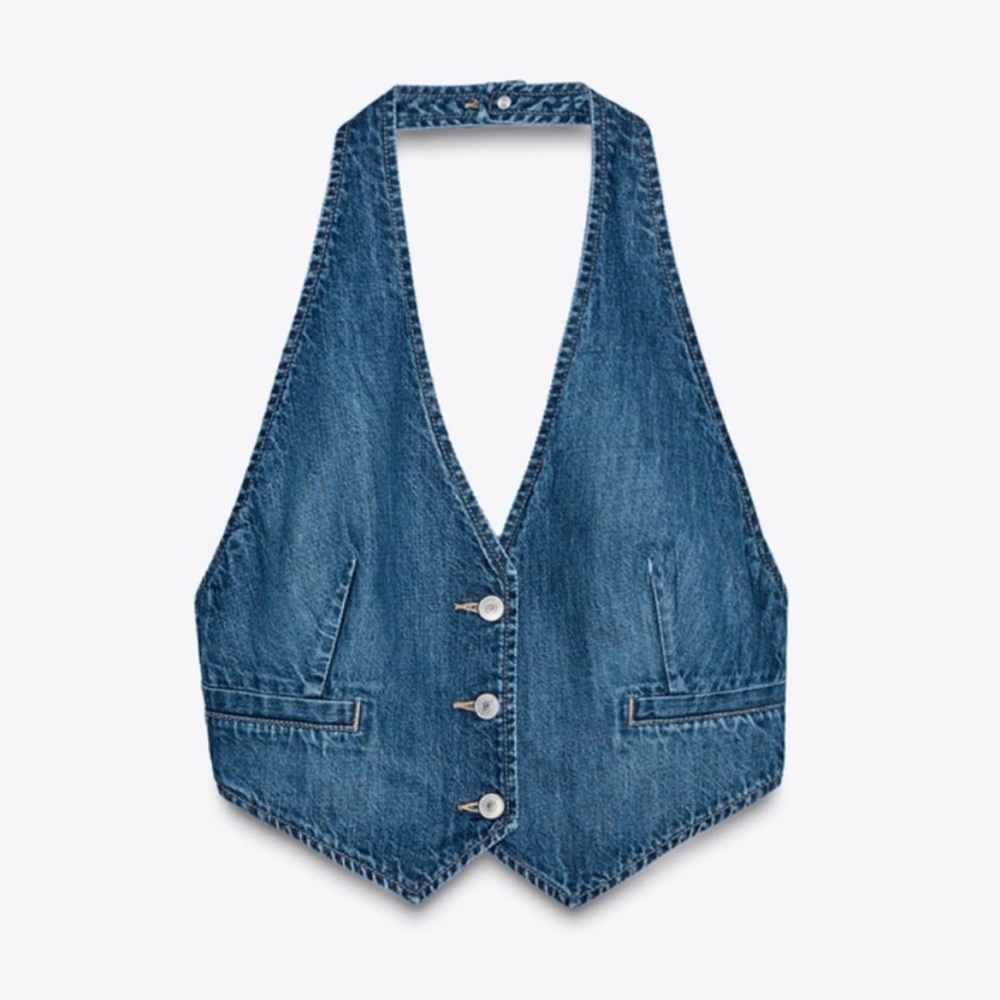 Zara denim button front vest